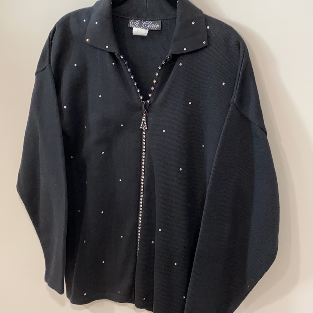 St. Clair Rhinestone Zipper Cardigan - Picture 2 of 12